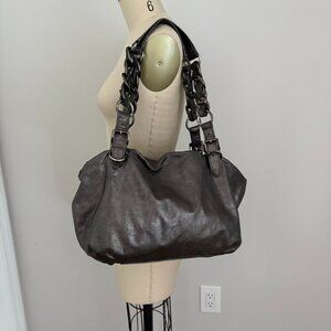 MICHAEL Michael Kors Crossbody Satchel 2 Way Shoulder Tote Bag Metallic Leather